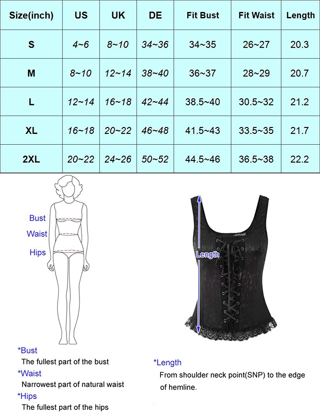 Womens Lace up Jacquard Tank Vest Tops Gothic Corset Top Apparel & Accessories > Clothing > Underwear & Socks > Lingerie Scarlet Darkness