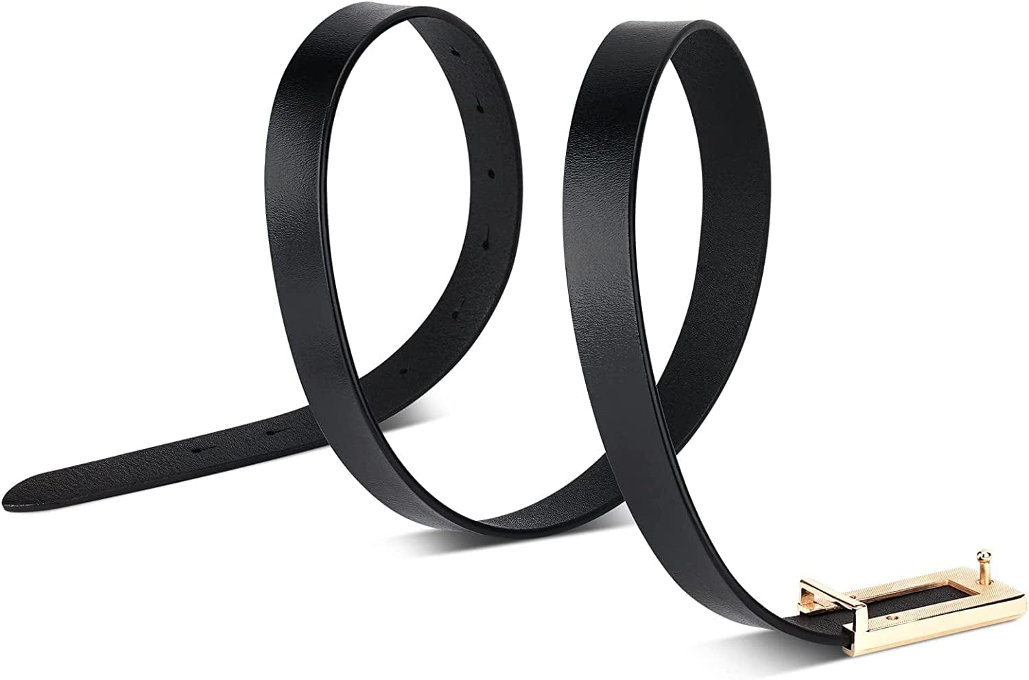 Womens Leather Belt Skinny Waist Belt for Dresses Jeans Pants with Gold Buckle Apparel & Accessories > Clothing Accessories > Belts YooAi