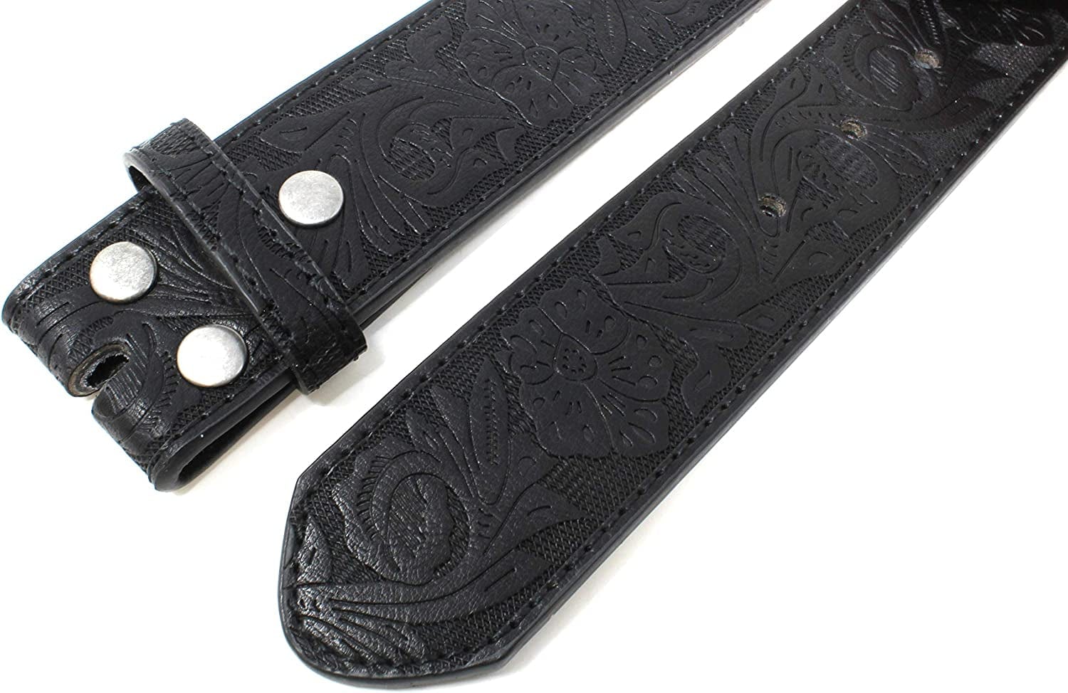 Womens Leather Belt Strap with Embossed Western Flowers Pattern 1.5" Wide with Snaps Apparel & Accessories > Clothing Accessories > Belts BC Belts