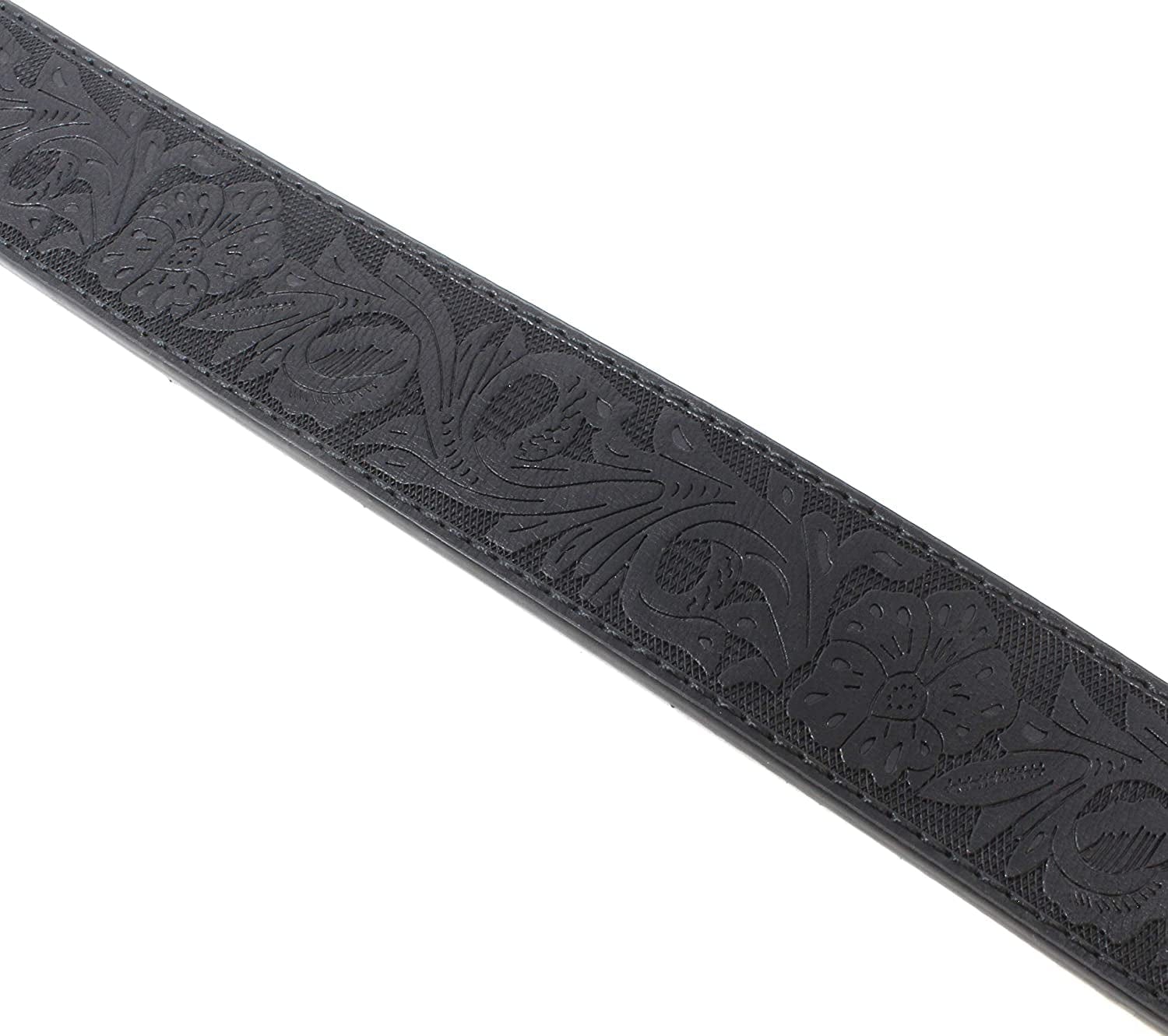 Womens Leather Belt Strap with Embossed Western Flowers Pattern 1.5" Wide with Snaps Apparel & Accessories > Clothing Accessories > Belts BC Belts