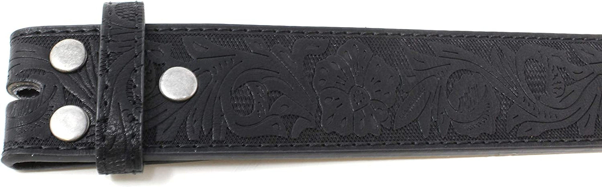 Womens Leather Belt Strap with Embossed Western Flowers Pattern 1.5" Wide with Snaps Apparel & Accessories > Clothing Accessories > Belts BC Belts