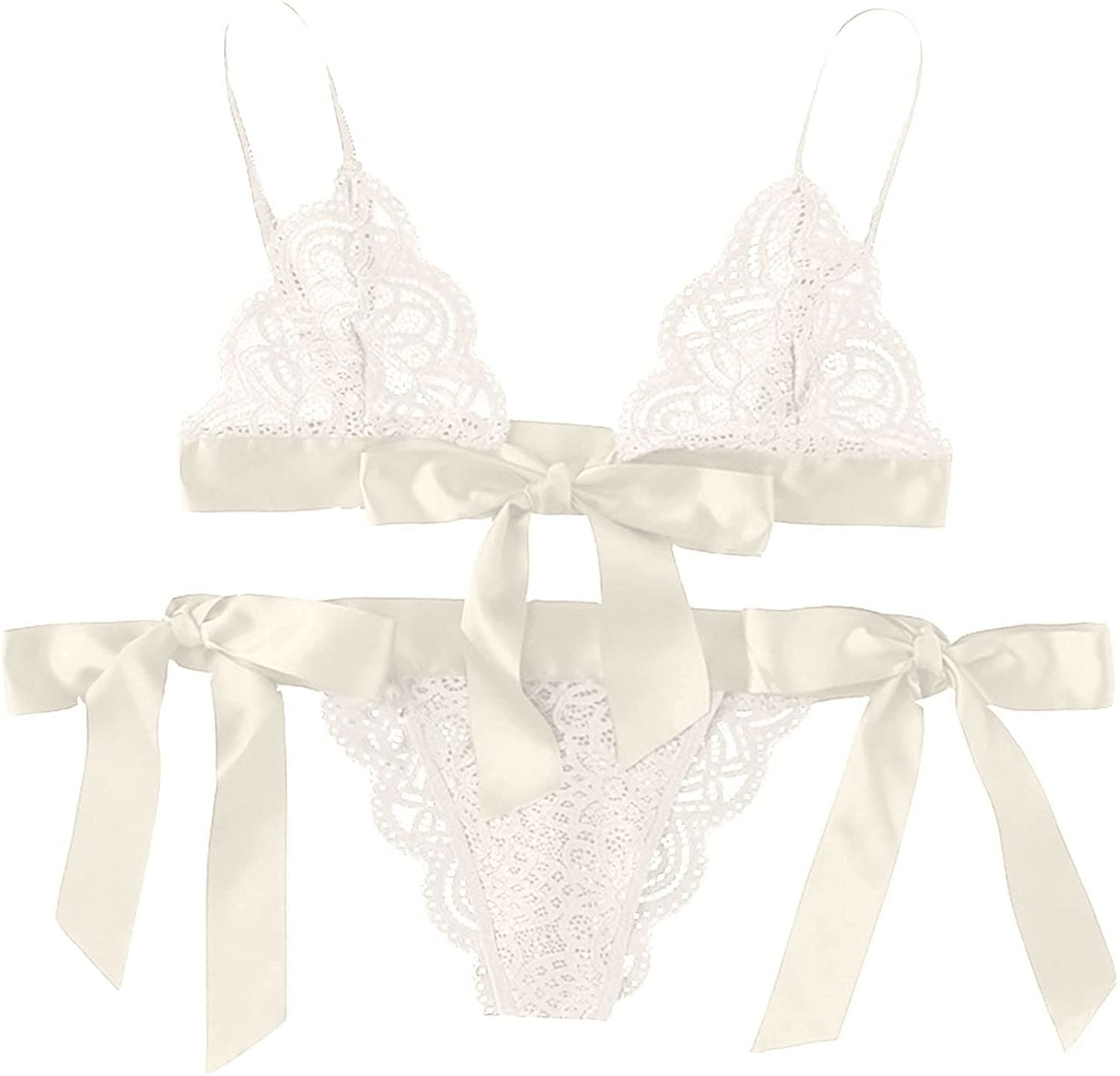 Womens Lingerie Sexy Outfits with Garter Naughty Teddy Babydoll Bra and Panty Set Lace Mesh Chemise Cosplay Sleepwear Apparel & Accessories > Clothing > Underwear & Socks > Lingerie Uppada 9-white XX-Large
