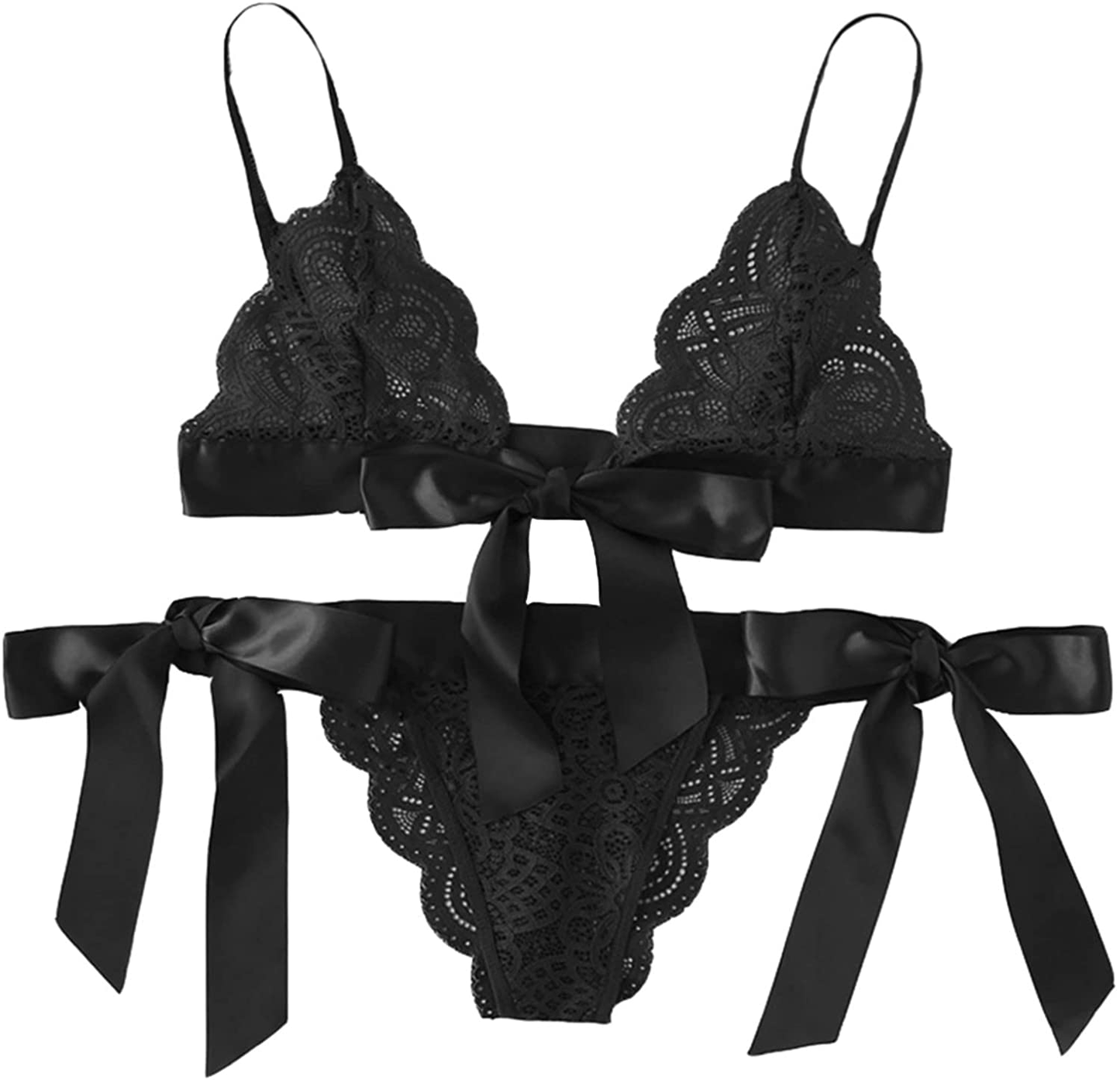 Womens Lingerie Sexy Outfits with Garter Naughty Teddy Babydoll Bra and Panty Set Lace Mesh Chemise Cosplay Sleepwear Apparel & Accessories > Clothing > Underwear & Socks > Lingerie Uppada 9-black XX-Large