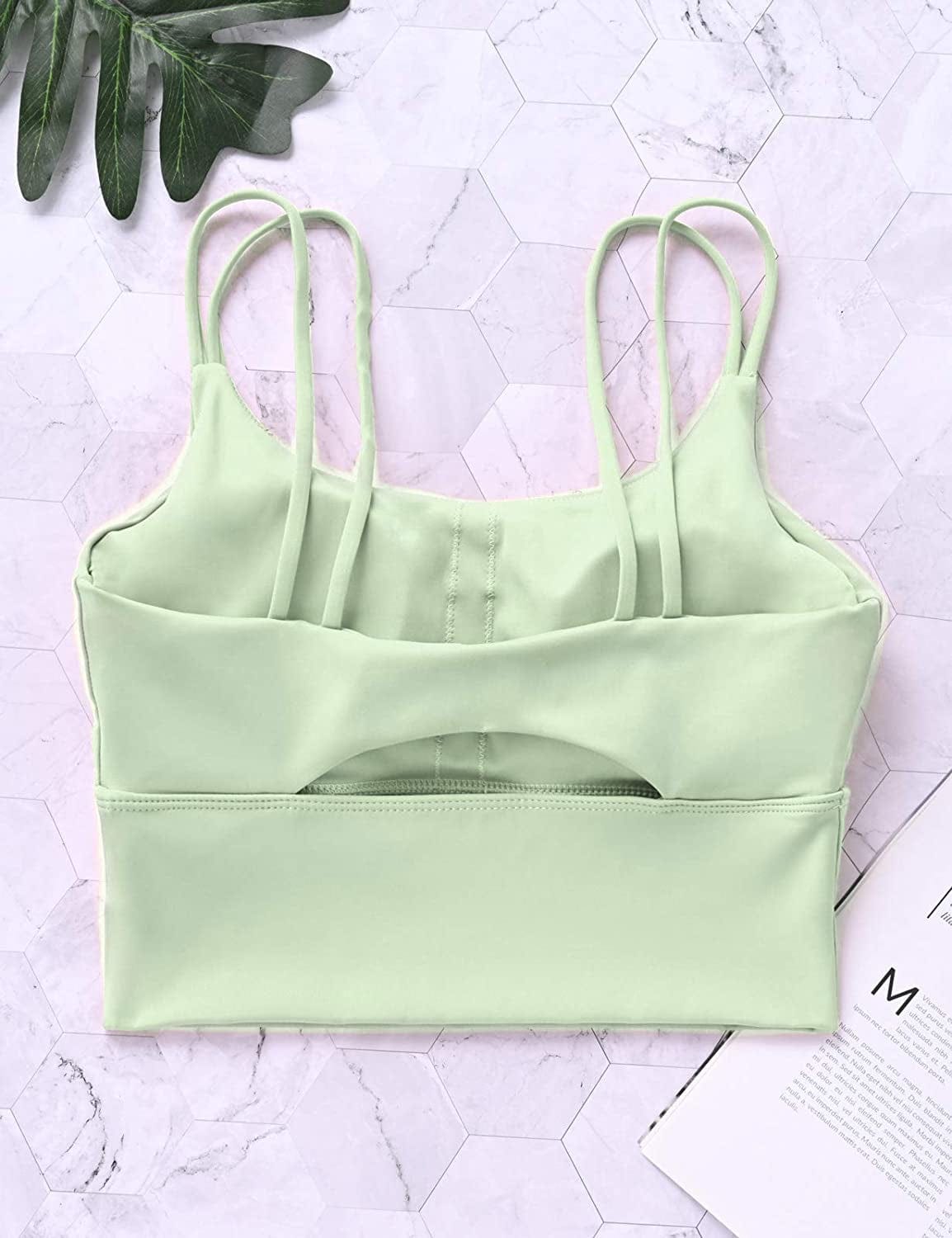 Womens Longline Sports Bra Padded Yoga Workout Crop Tank Tops Strappy Camisole Fitness Shirts