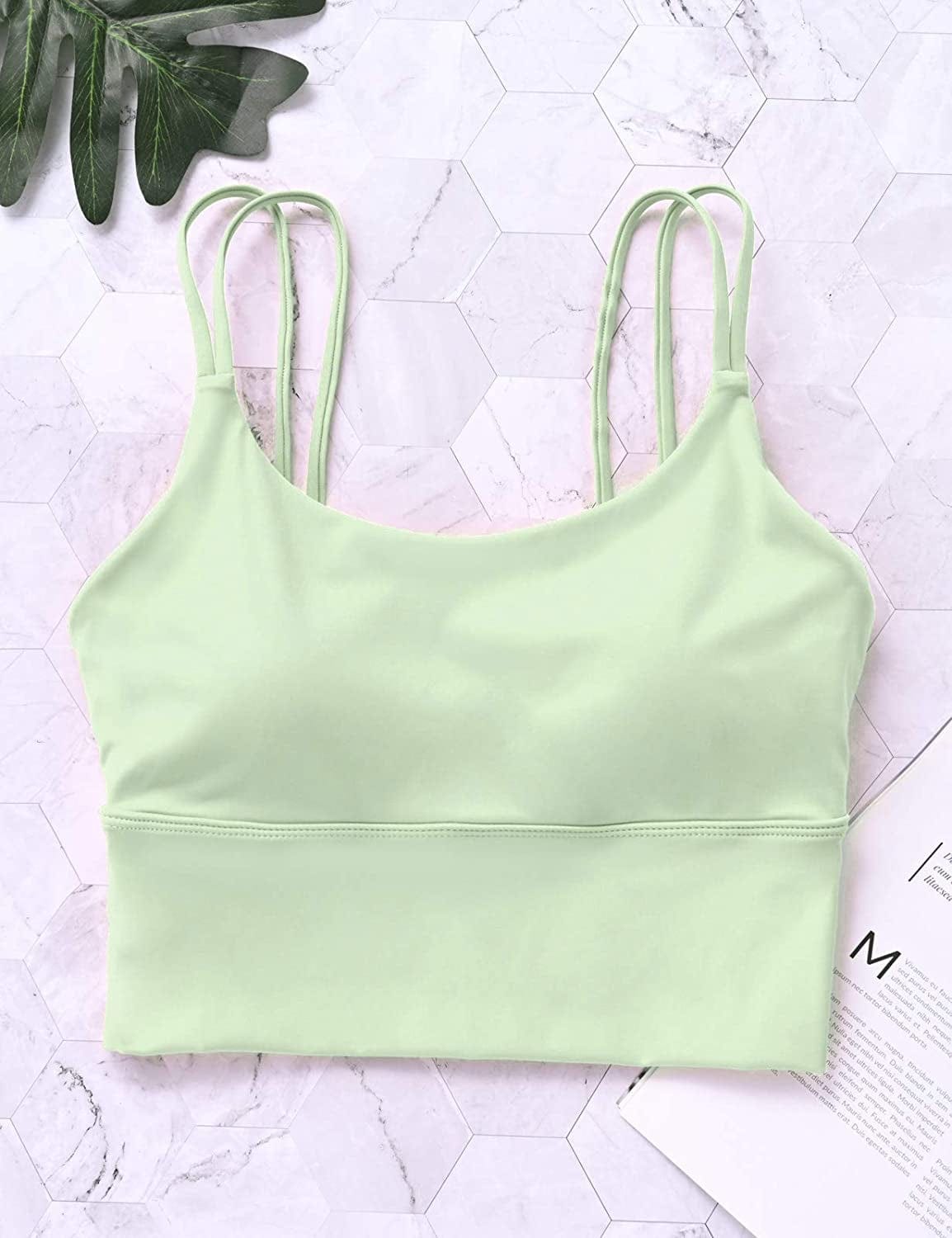 Womens Longline Sports Bra Padded Yoga Workout Crop Tank Tops Strappy Camisole Fitness Shirts