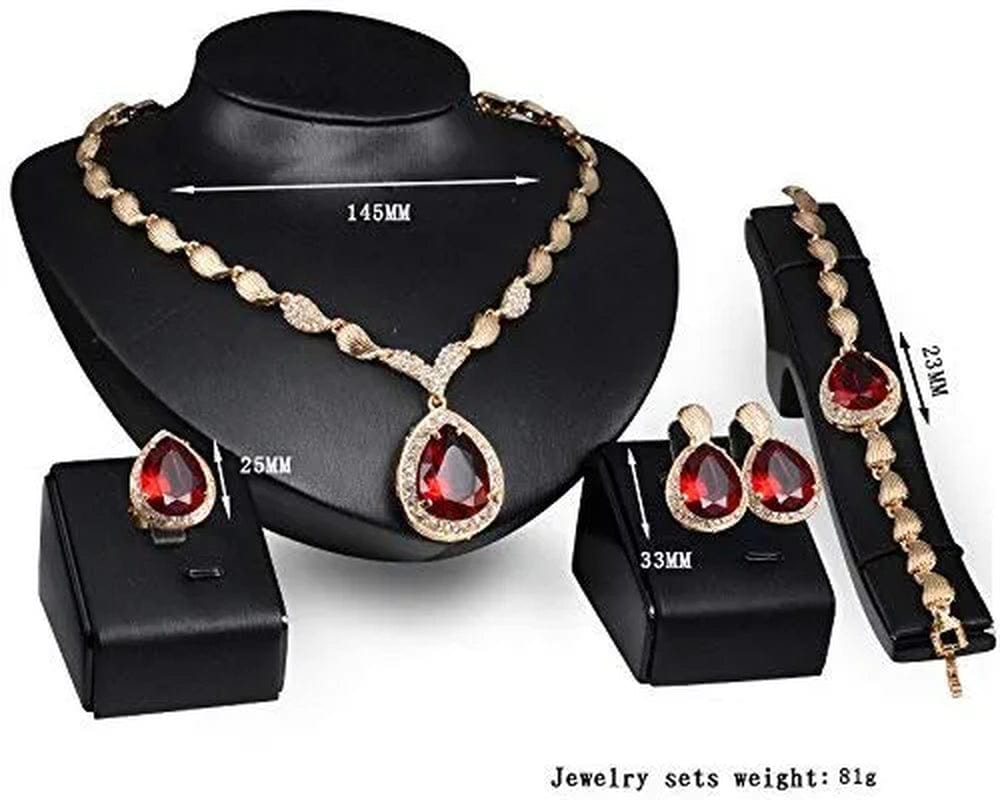 Womens Luxury Africa Dubai 18K Gold Plated Jewelry Sets Wedding Rhinestone Crystal Bib Statement Necklace Earrings Set for Brides Party Prom