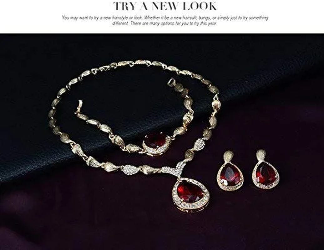 Womens Luxury Africa Dubai 18K Gold Plated Jewelry Sets Wedding Rhinestone Crystal Bib Statement Necklace Earrings Set for Brides Party Prom