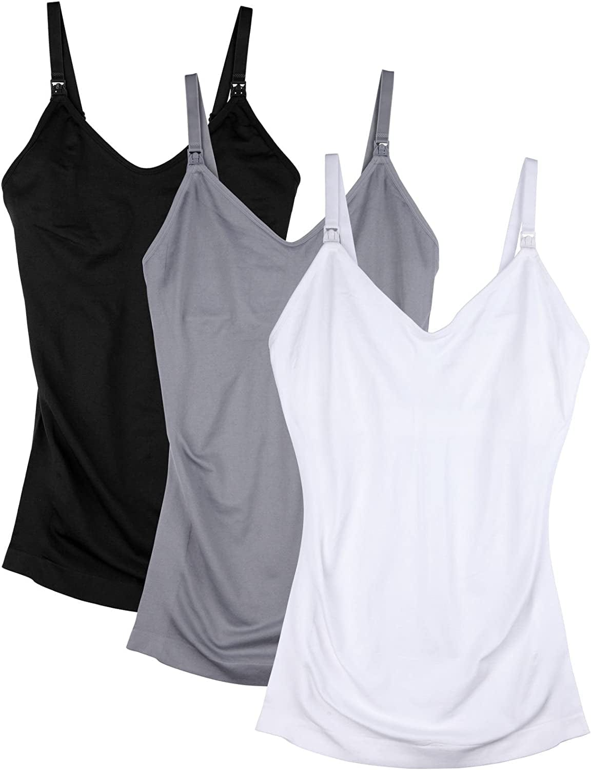 Womens Maternity Nursing Tank Cami for Breastfeeding with Adjustable Straps Black,grey,white / Large