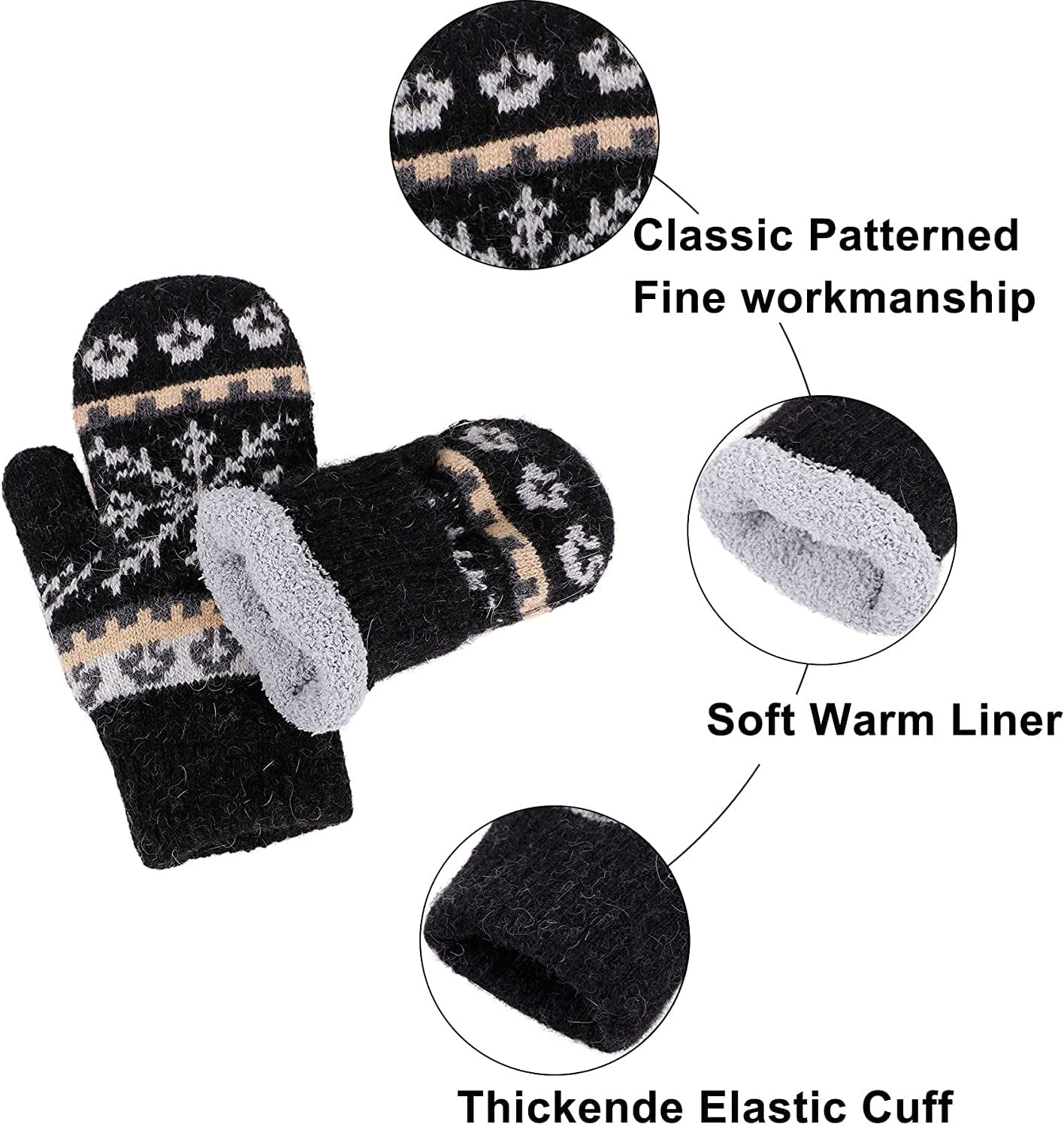 Womens Mittens Cold Weatherfair Isle Knit Sherpa Lined Winter Mittens Apparel & Accessories > Clothing Accessories > Gloves & Mittens Verabella