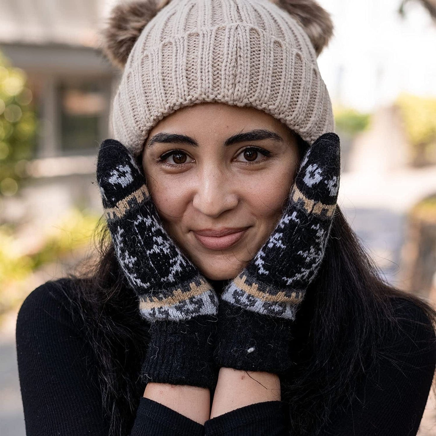 Womens Mittens Cold Weatherfair Isle Knit Sherpa Lined Winter Mittens Apparel & Accessories > Clothing Accessories > Gloves & Mittens Verabella