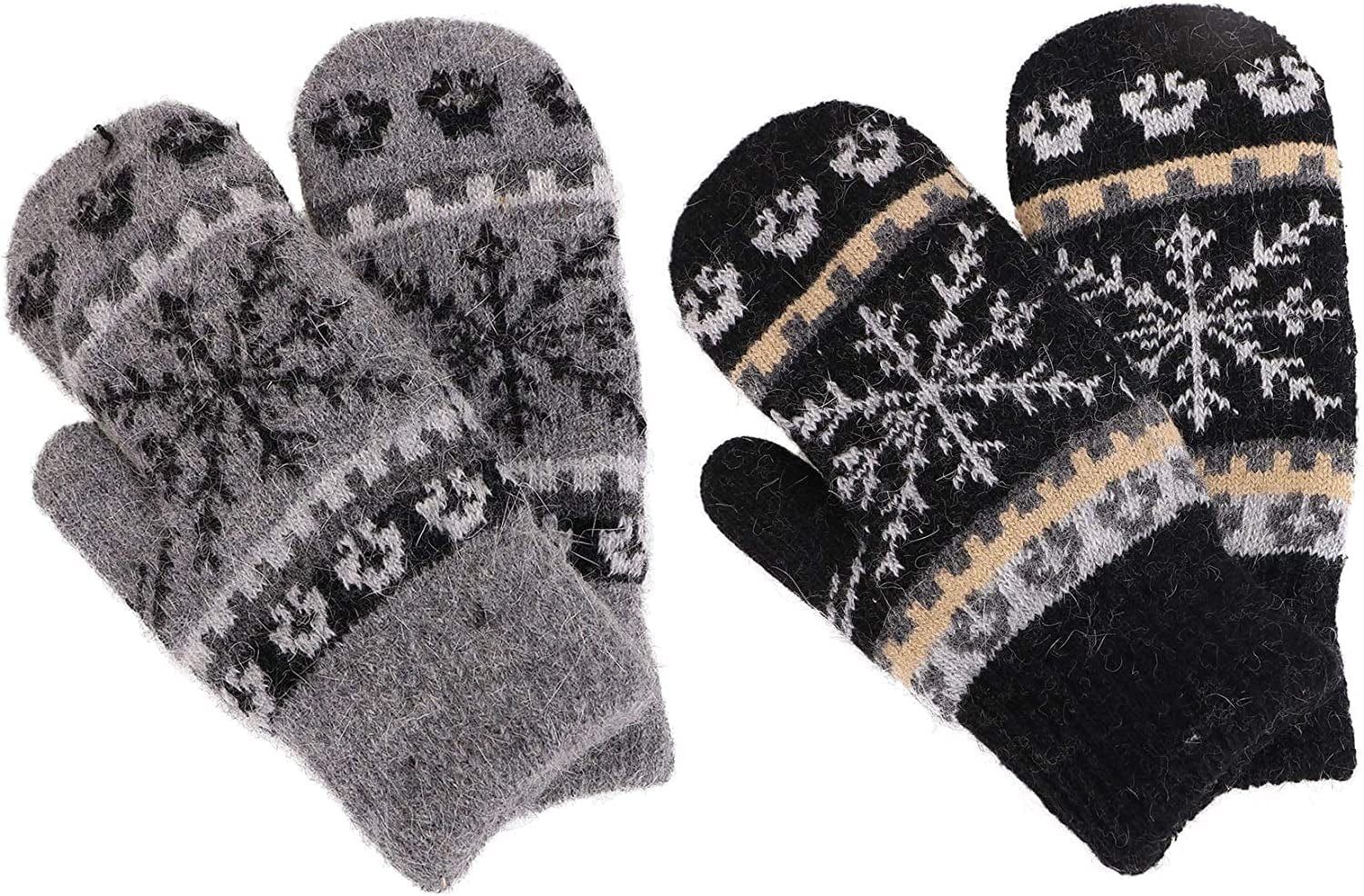 Womens Mittens Cold Weatherfair Isle Knit Sherpa Lined Winter Mittens Apparel & Accessories > Clothing Accessories > Gloves & Mittens Verabella Black/Dark Grey Mittens