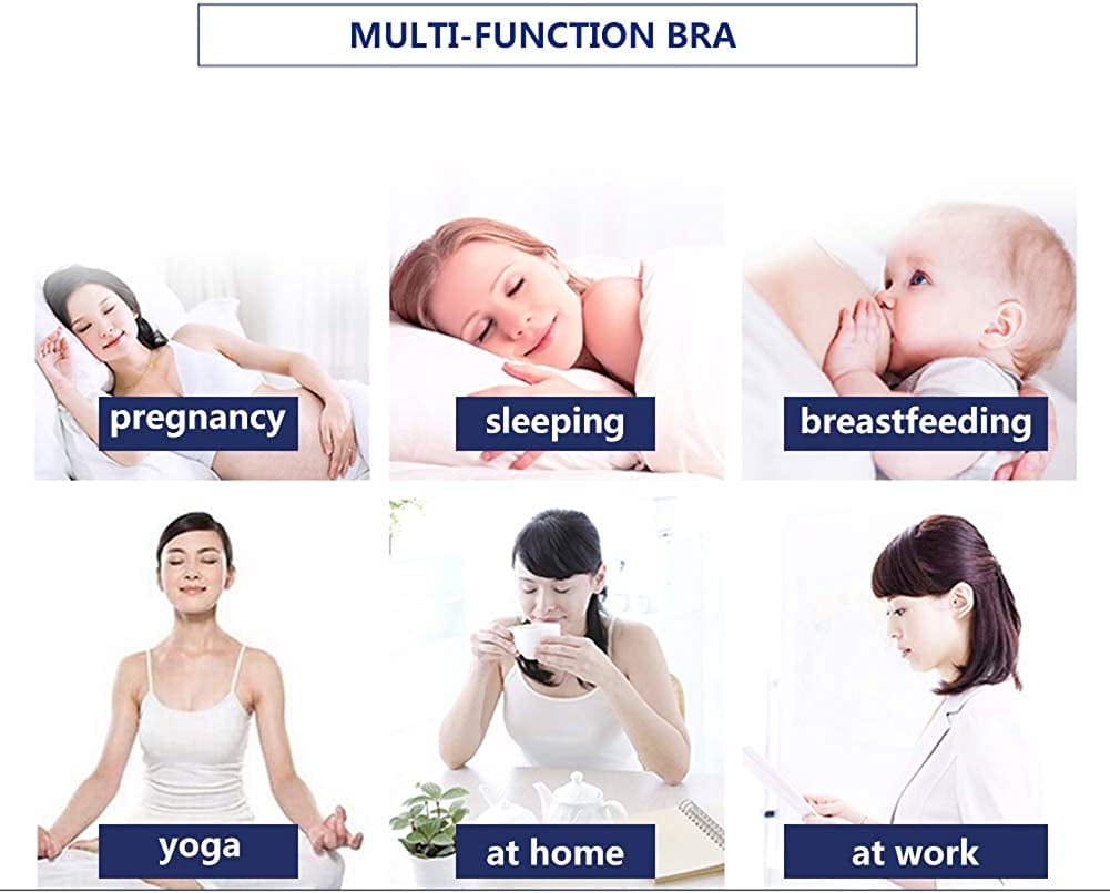 Womens Nursing Bra Seamless Sleeping Wirefree Breastfeeding Maternity Bralette with Removable Spill Prevention Pads