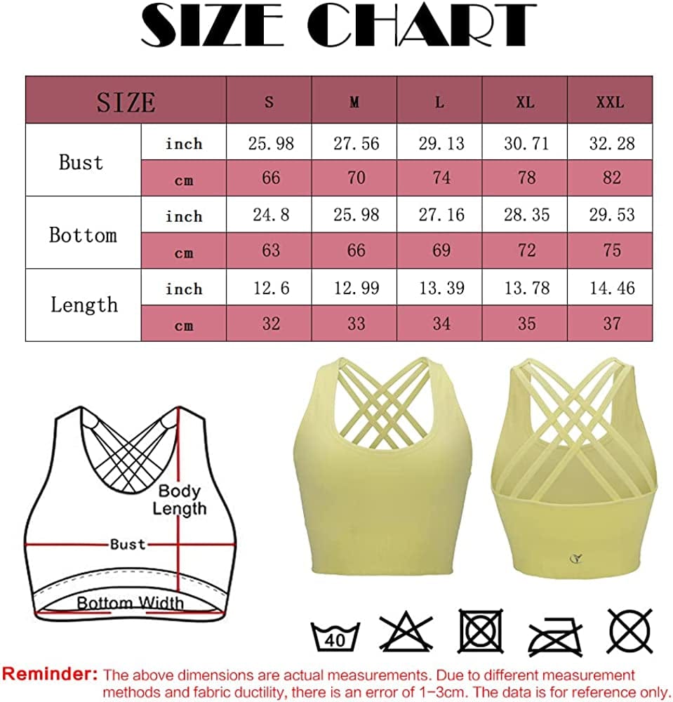 Womens Padded Strappy Sports Bra Medium Support Cross Back Workout Fitness Yoga Bra