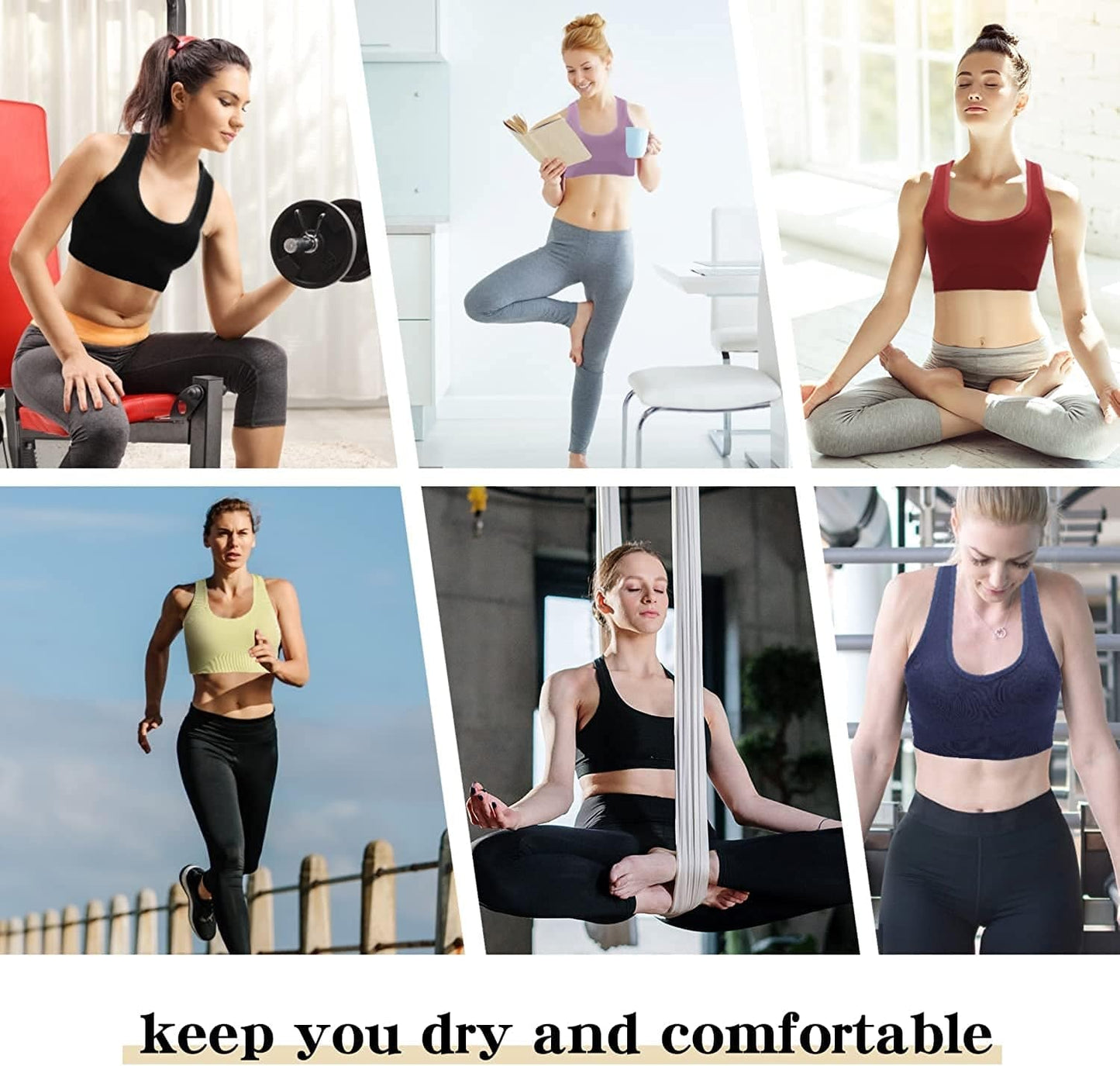 Womens Padded Strappy Sports Bra Medium Support Cross Back Workout Fitness Yoga Bra
