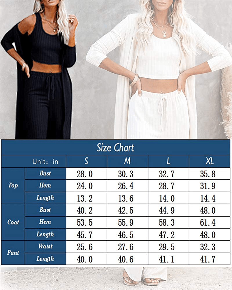 Womens Pajamas Set Fall Winter 3 Piece Loungewear Set Crop Vest Top Loose Pants and Cardigan Knitwear Jumpsuit Warm Apparel & Accessories > Clothing > Sleepwear & Loungewear Kylie Max