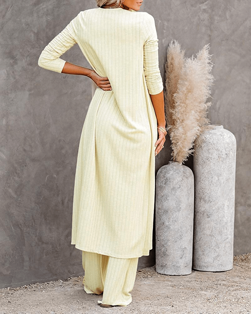 Womens Pajamas Set Fall Winter 3 Piece Loungewear Set Crop Vest Top Loose Pants and Cardigan Knitwear Jumpsuit Warm Apparel & Accessories > Clothing > Sleepwear & Loungewear Kylie Max