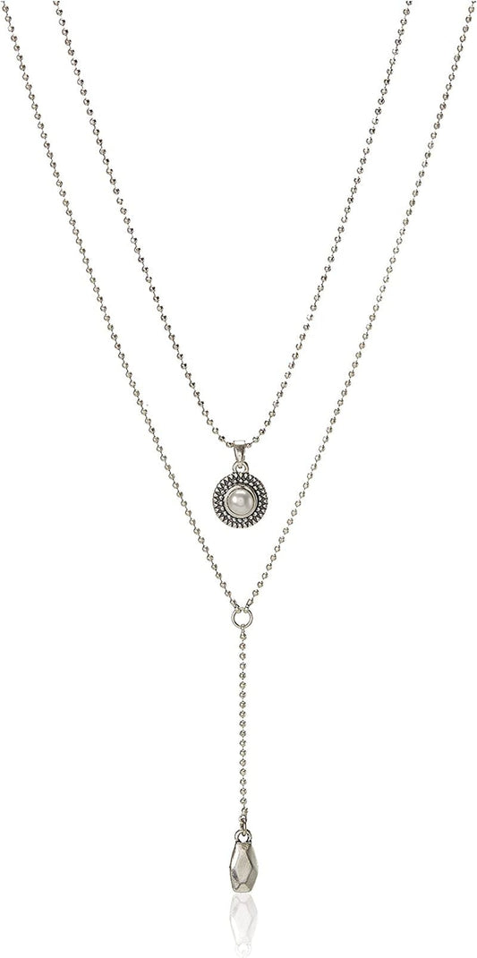 Womens Pearl Delicate Necklace Silver / One Size