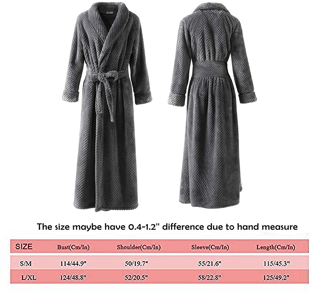 Womens Robe Long Fleece Bathrobe Warm Waist Belt Super Soft Spa Plush Full Length Bath Robe with Shawl Collar Pockets Apparel & Accessories > Clothing > Sleepwear & Loungewear > Robes Kylie Max
