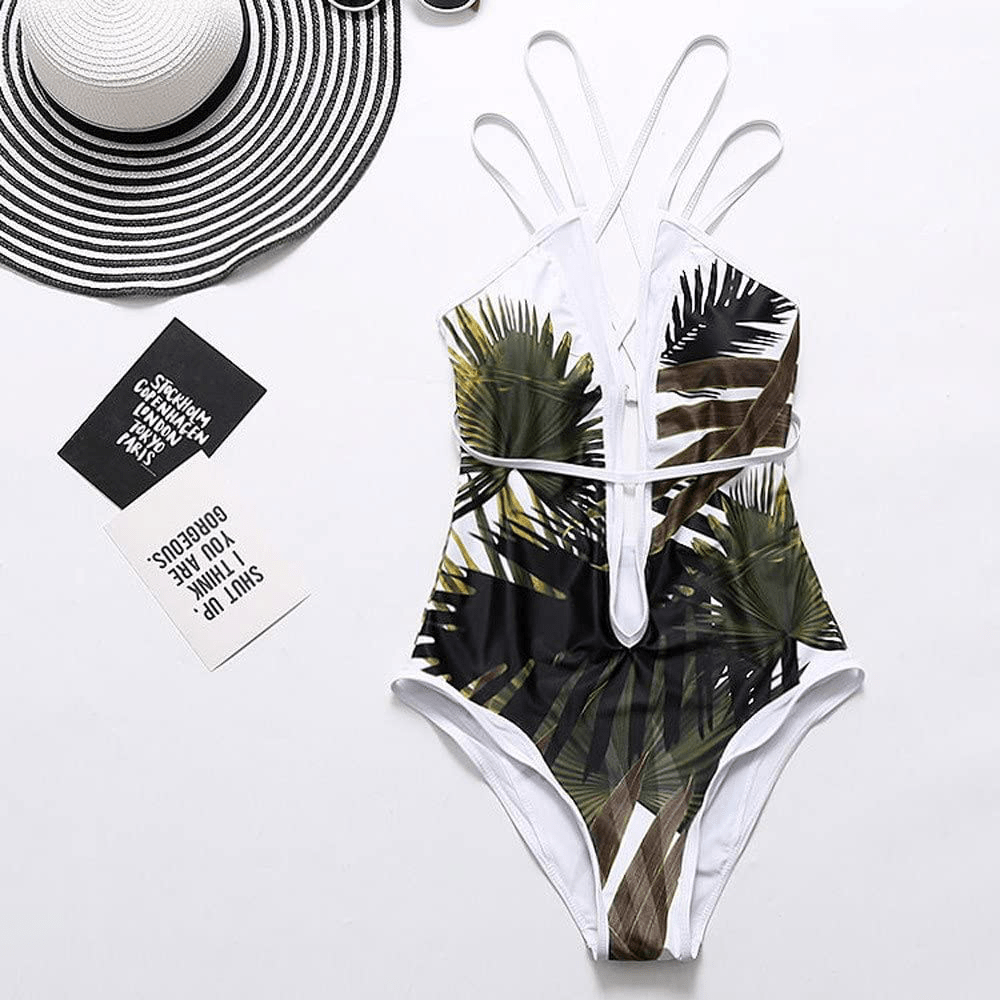 Womens Sexy Bikini Swimsuit,One-Piece Monokini Deep V Neckline Back Criss Cross Swimwear Tummy Control Bathing Suit Apparel & Accessories > Clothing > Swimwear Kylie Max