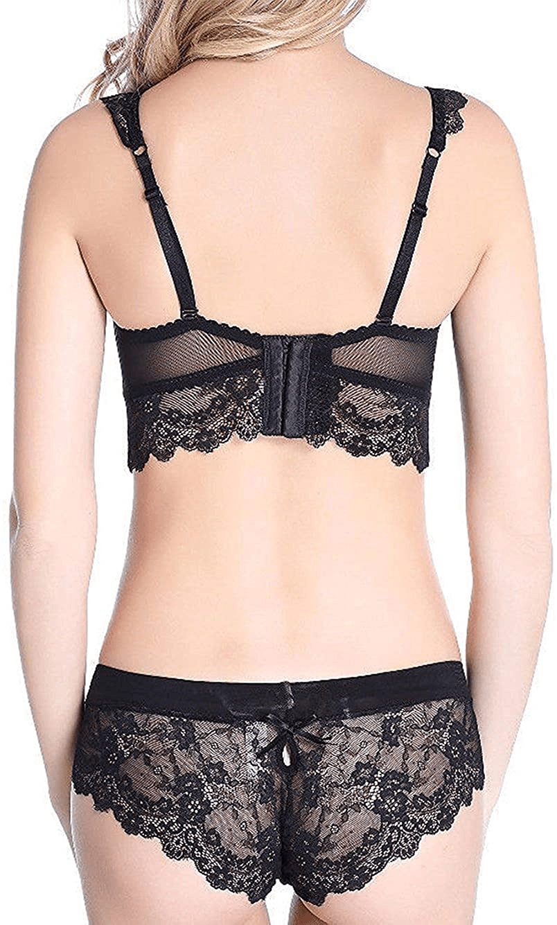 Womens Sexy Embroidery Lace Plunge Push up Bra Set Underwear and Panties Set Apparel & Accessories > Clothing > Underwear & Socks > Lingerie Purplegrape