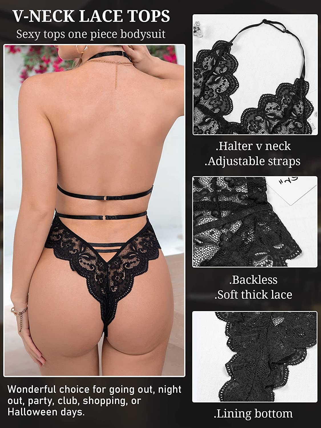 Womens Sexy Lingerie Deep V-Neck Lace Bodysuit Bridal Naugthy Teddy Lingerie Body Suits Tops Outfits