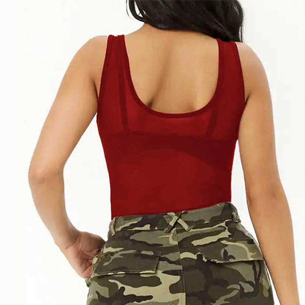 Womens Sheer Mesh Tank Tops, See through Scoop Neck Blouses, Sleeveless Sexy Tops