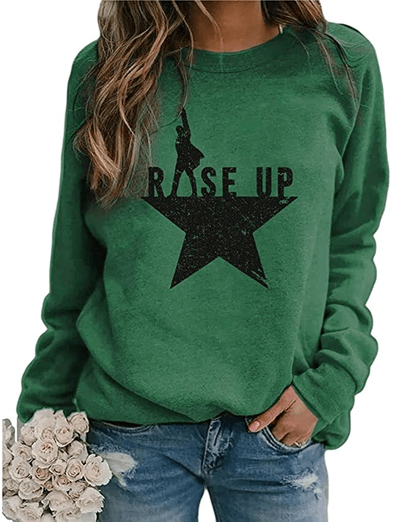 Womens Shirts Sweatshirt Hoodies Valentine'S Day Apparel Independence Day Novelty Long Sleeve Casual Top Girl Pullover Apparel & Accessories > Clothing > Activewear Kylie Max