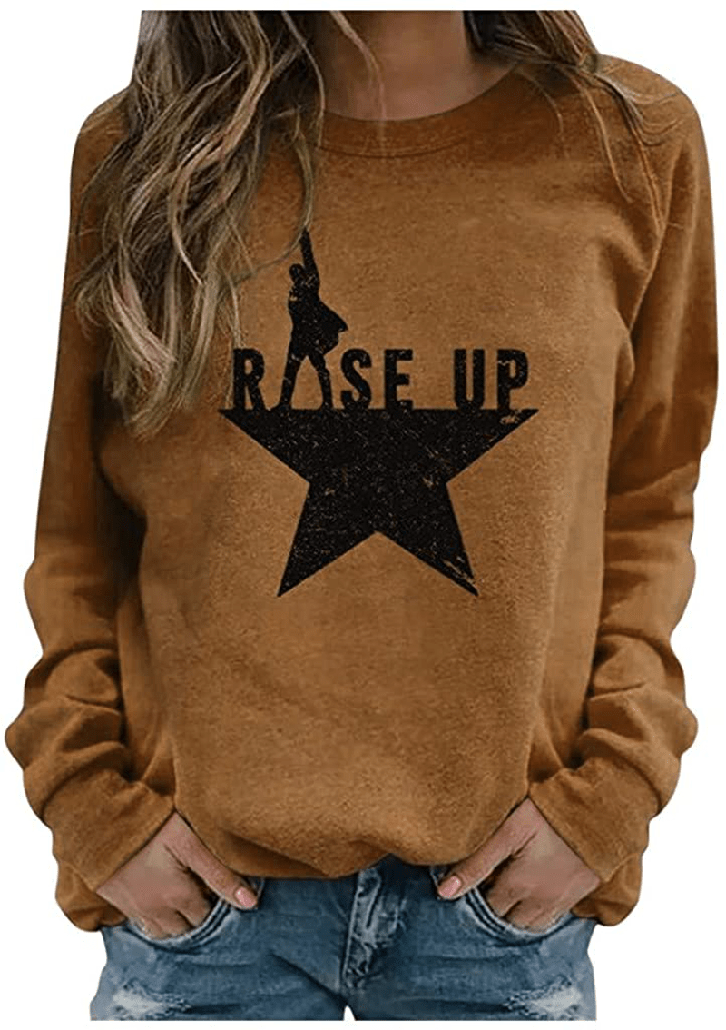 Womens Shirts Sweatshirt Hoodies Valentine'S Day Apparel Independence Day Novelty Long Sleeve Casual Top Girl Pullover Apparel & Accessories > Clothing > Activewear Kylie Max