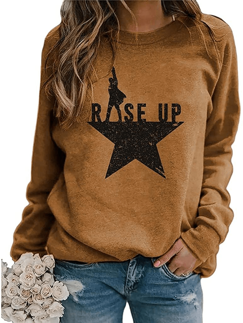 Womens Shirts Sweatshirt Hoodies Valentine'S Day Apparel Independence Day Novelty Long Sleeve Casual Top Girl Pullover Apparel & Accessories > Clothing > Activewear Kylie Max