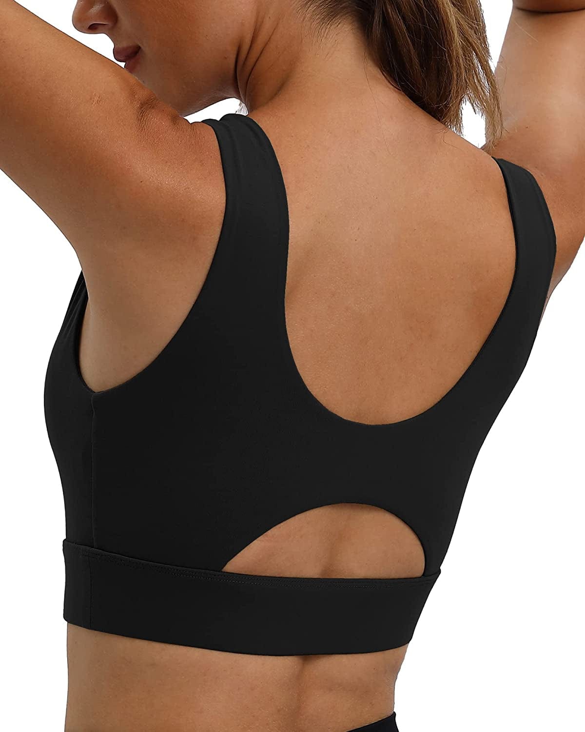 Womens Sports Bra Workout Top Bras - Longline Yoga Sports Bra for Women Sexy V Neck Padded Hollow Cross Back Crop Tops A_black / X-Small