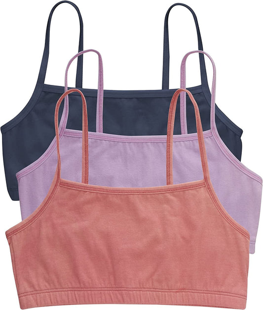 Womens String Bralette Pack, Low-Impact Bra, Cooling Stretch Cotton Bralette, 3-Pack Navy Eclipse/Lilac/Peach Passion / 3X-Large