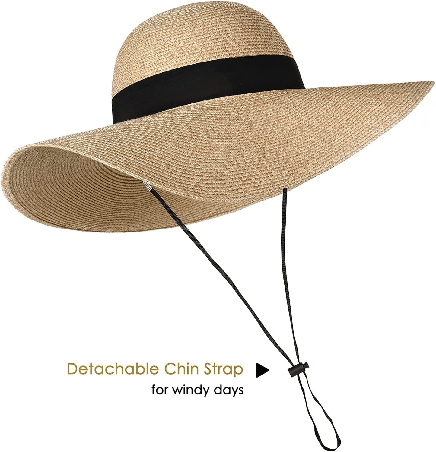 Womens Sun Straw Hat Wide Brim UPF 50 Summer Hat Foldable Roll up Floppy Beach Hats for Women Apparel & Accessories > Clothing Accessories > Hats KYLIE MAX