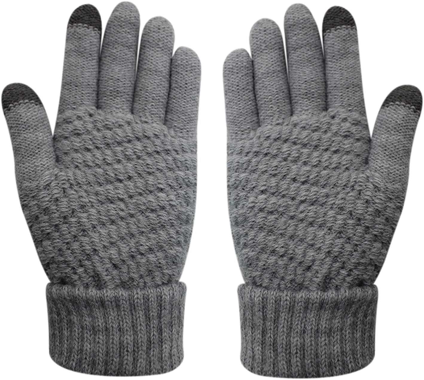 Womens Touch Screen Warm Soft Winter Knit Texting Gloves Cute Fashion Mittens for Smartphone Apparel & Accessories > Clothing Accessories > Gloves & Mittens JUMISEE Grey