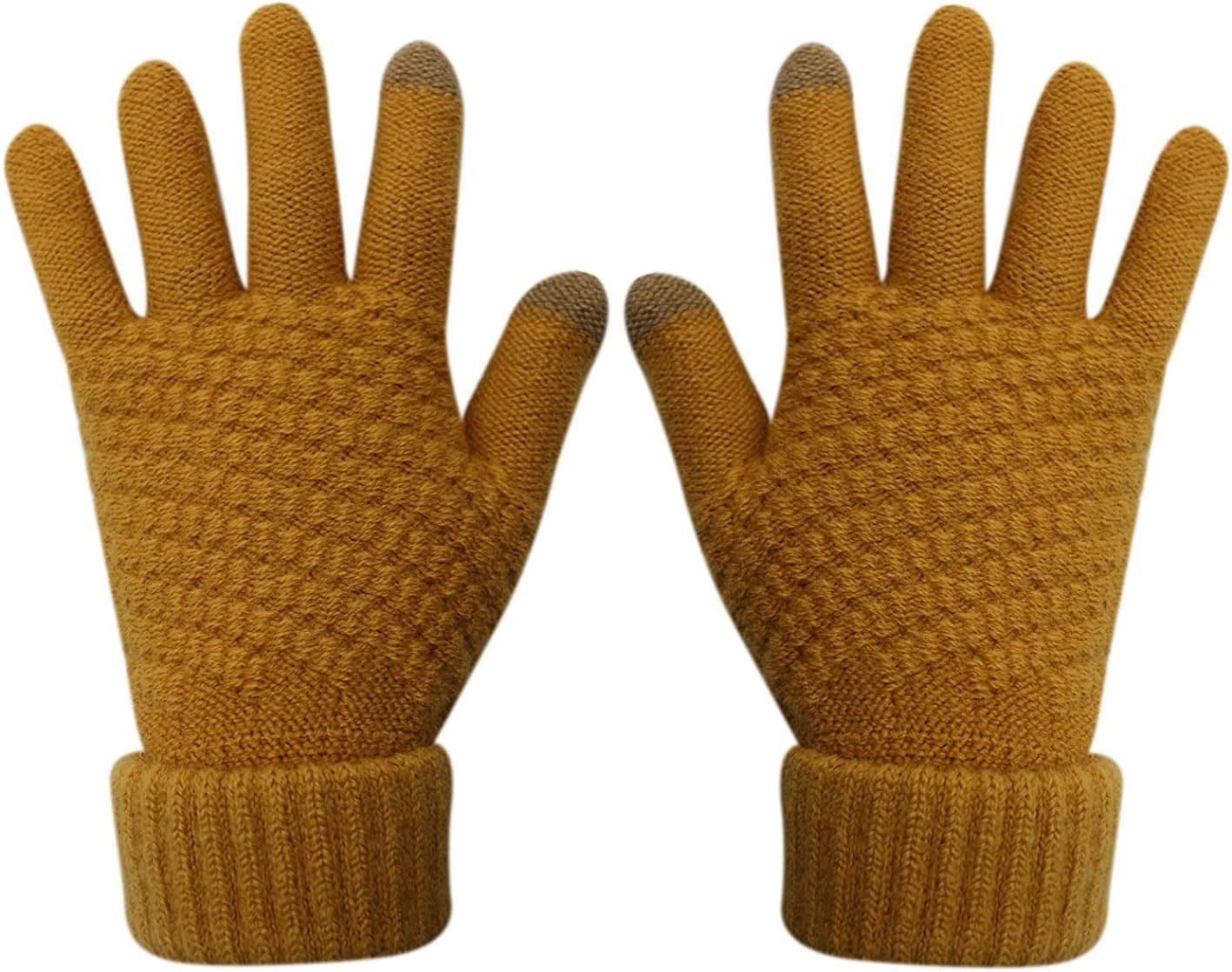Womens Touch Screen Warm Soft Winter Knit Texting Gloves Cute Fashion Mittens for Smartphone Apparel & Accessories > Clothing Accessories > Gloves & Mittens JUMISEE Yellow