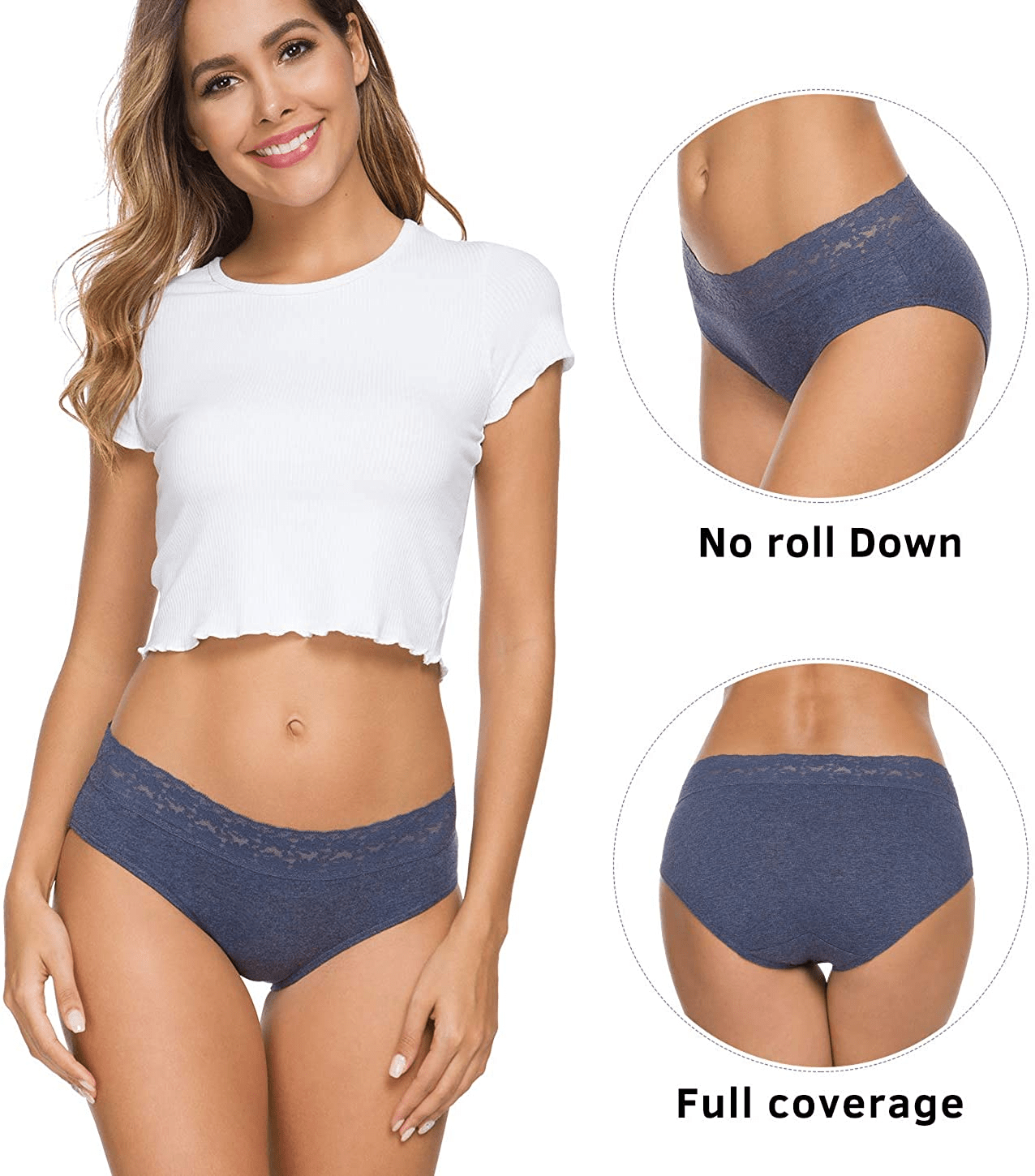 Womens Underwear Cotton Panties for Women Underpants Briefs Hipster Lace Bikini Pack Apparel & Accessories > Clothing > Underwear & Socks > Underwear GNEPH