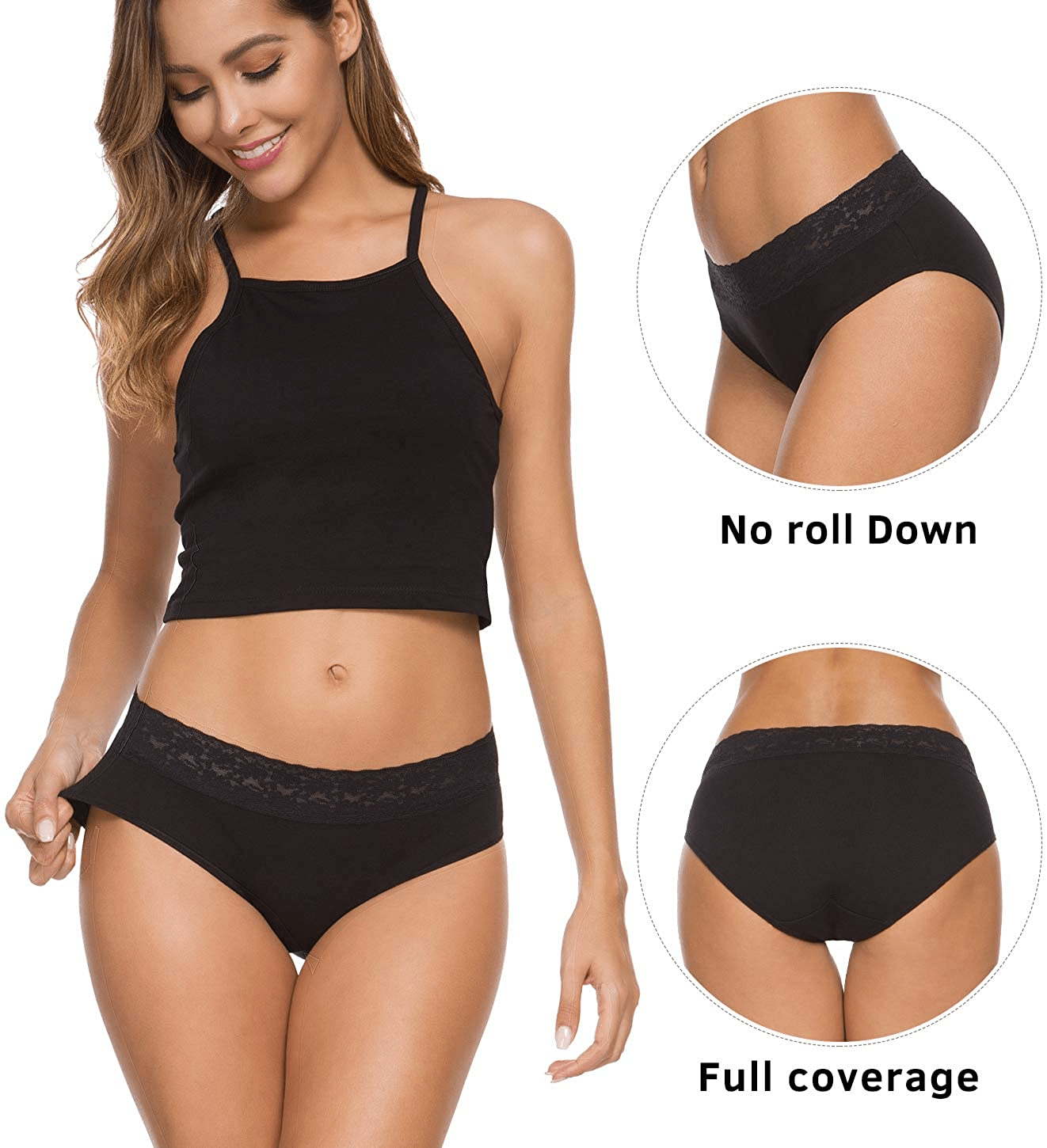 Womens Underwear Cotton Panties for Women Underpants Briefs Hipster Lace Bikini Pack Apparel & Accessories > Clothing > Underwear & Socks > Underwear GNEPH
