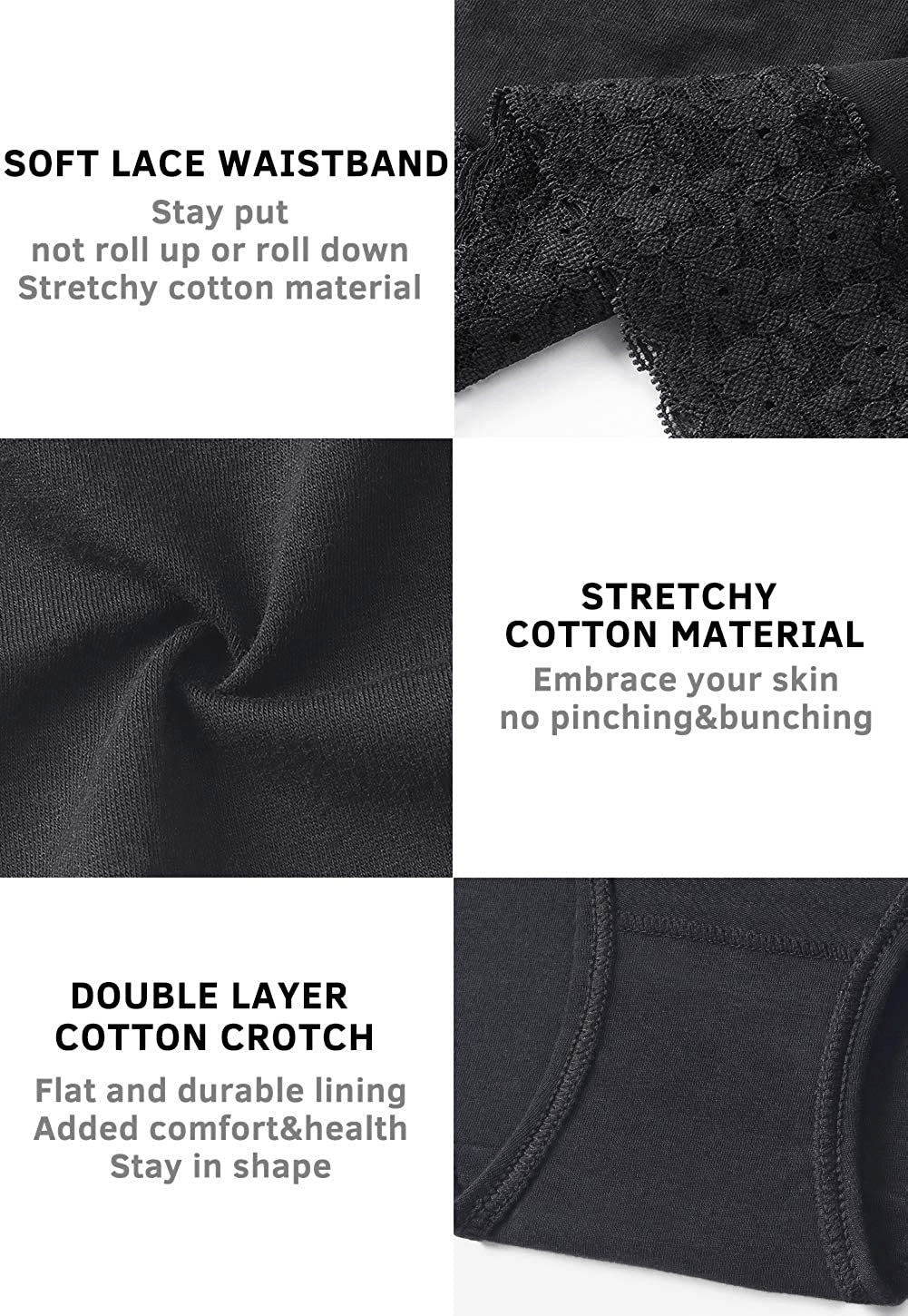 Womens Underwear Cotton Panties for Women Underpants Briefs Hipster Lace Bikini Pack Apparel & Accessories > Clothing > Underwear & Socks > Underwear GNEPH