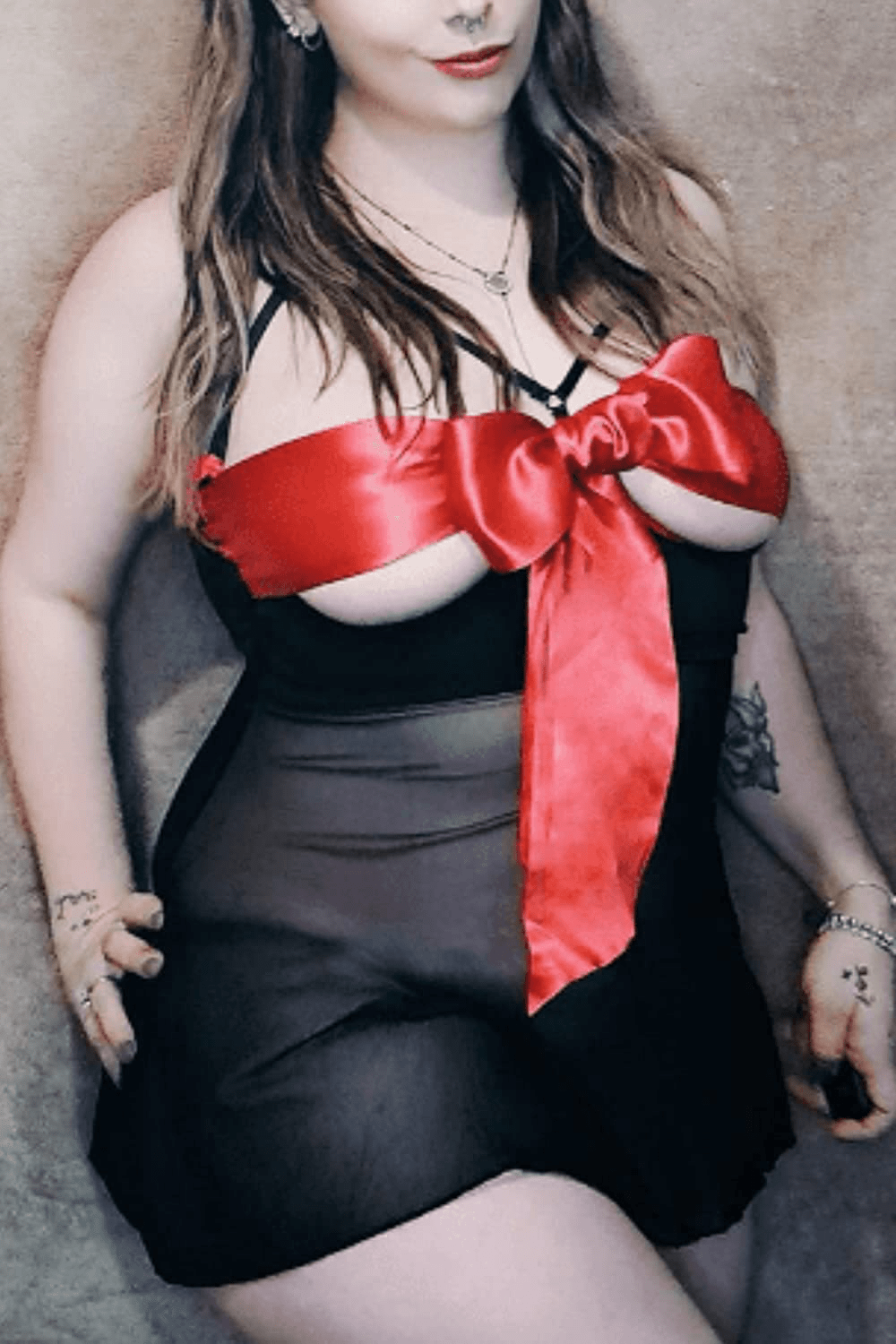 Womens Unwrap Me Babydoll, Sexy See through Red Bow Lingerie Set Valentine Day Gift Apparel & Accessories > Clothing > Underwear & Socks > Lingerie Kylie Max