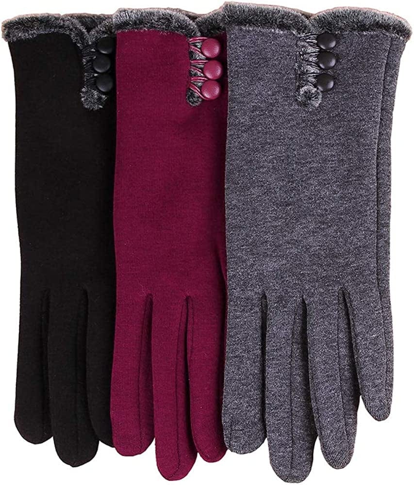 Womens Winter Gloves Warm Lined Touch Screen Driving Gloves (1Pack/2Pack/3Pack) Apparel & Accessories > Clothing Accessories > Gloves & Mittens T-GOTING Zz-black & Burgundy & Grey (3 Pairs)
