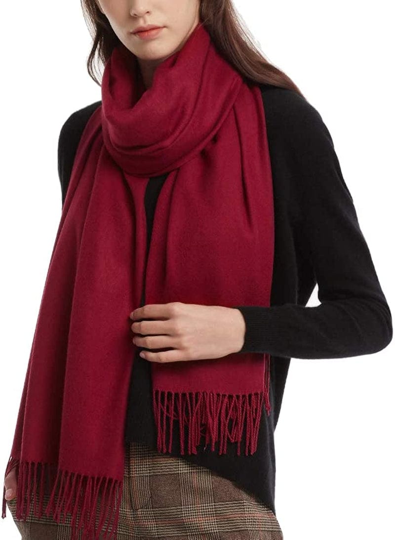 Womens Winter Scarf Cashmere Feel Pashmina Shawl Wraps Soft Warm Blanket Scarves for Women Apparel & Accessories > Clothing Accessories > Scarves & Shawls No 06-burgundy One Size