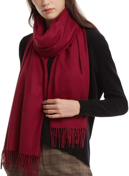 Womens Winter Scarf Cashmere Feel Pashmina Shawl Wraps Soft Warm Blanket Scarves for Women Apparel & Accessories > Clothing Accessories > Scarves & Shawls No 06-burgundy One Size