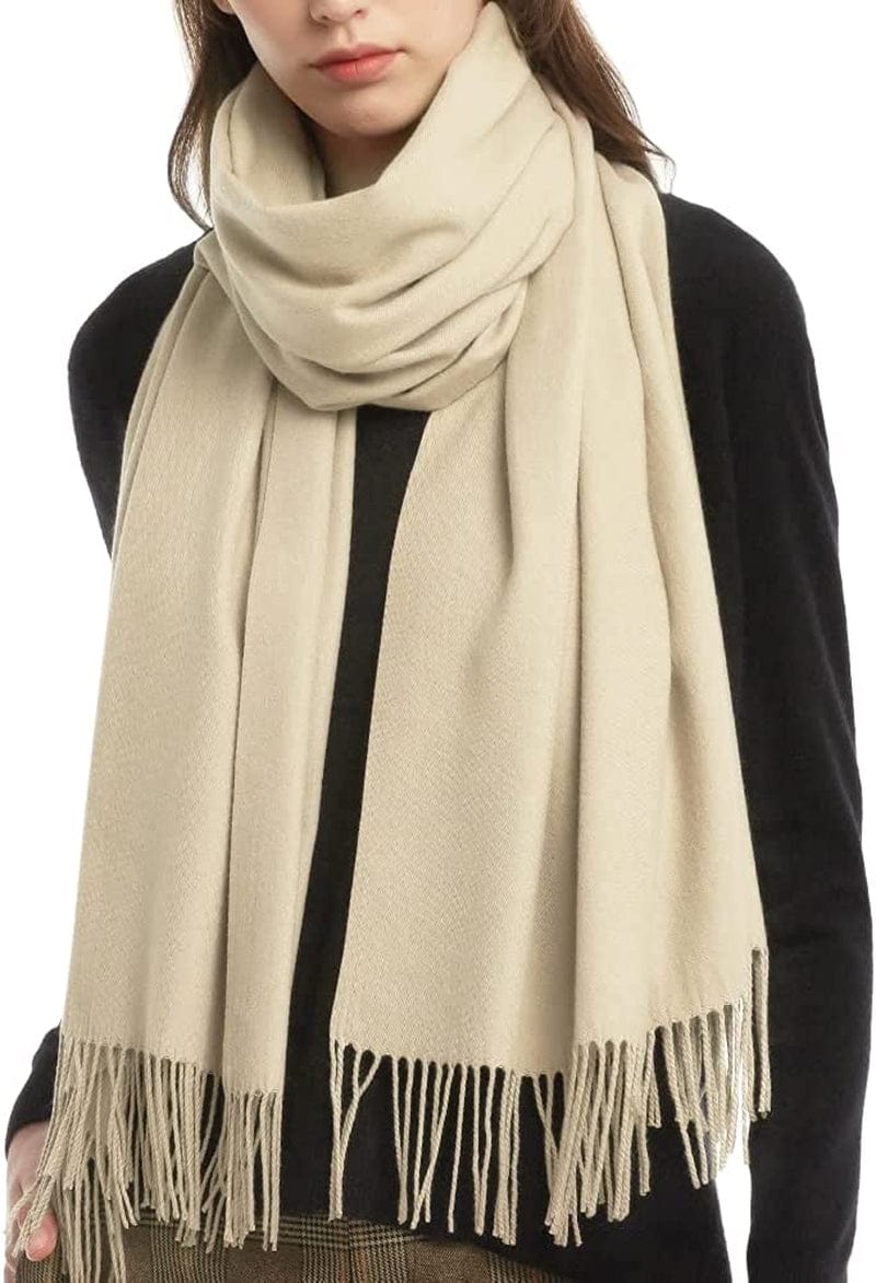 Womens Winter Scarf Cashmere Feel Pashmina Shawl Wraps Soft Warm Blanket Scarves for Women Apparel & Accessories > Clothing Accessories > Scarves & Shawls No 08-dark Beige One Size