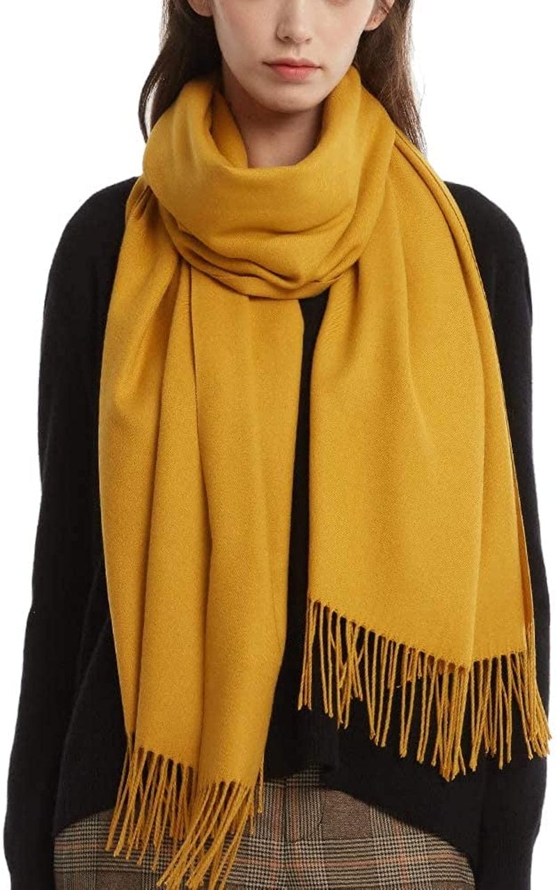 Womens Winter Scarf Cashmere Feel Pashmina Shawl Wraps Soft Warm Blanket Scarves for Women Apparel & Accessories > Clothing Accessories > Scarves & Shawls No 27-turmeric One Size