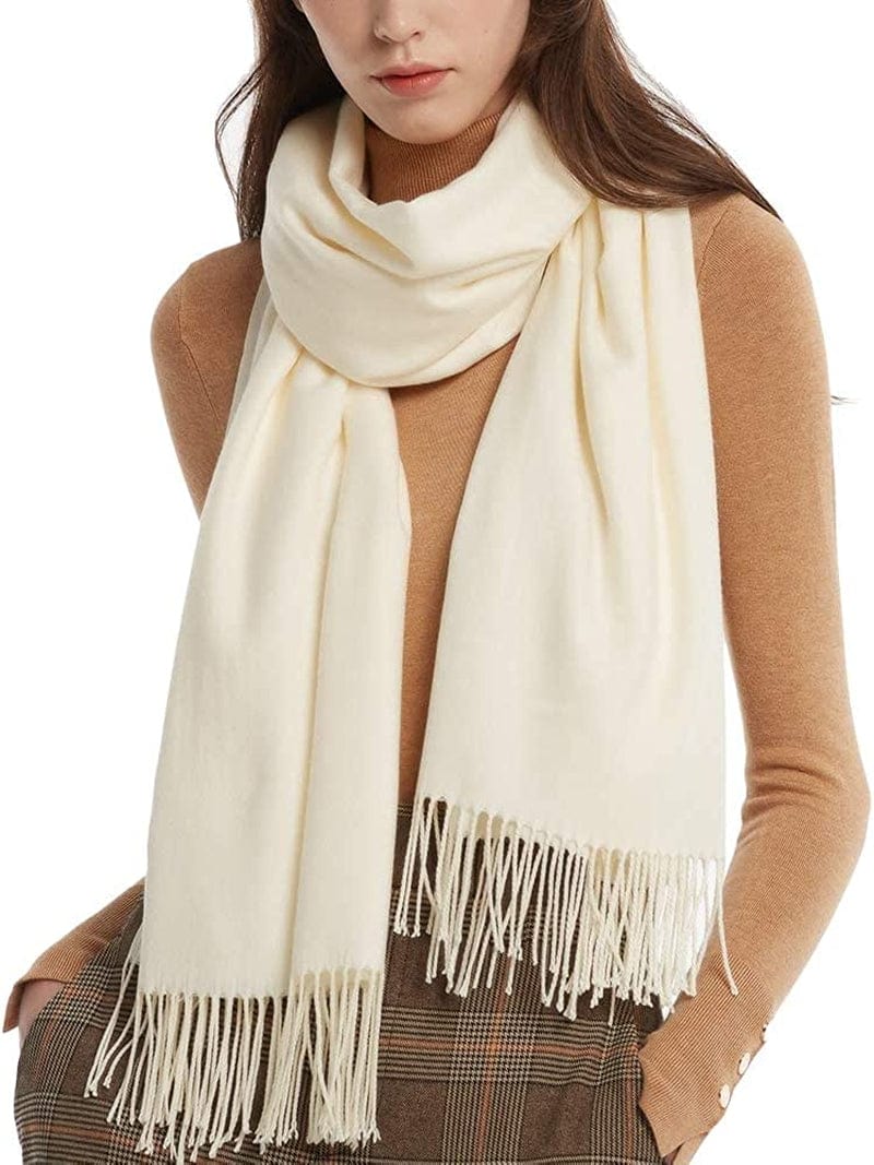 Womens Winter Scarf Cashmere Feel Pashmina Shawl Wraps Soft Warm Blanket Scarves for Women Apparel & Accessories > Clothing Accessories > Scarves & Shawls No 03-cream One Size