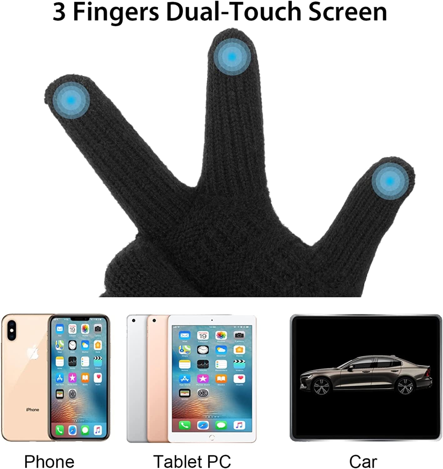 Womens Winter Touchscreen Gloves Cable Knit Warm Lined 3 Fingers Dual-Layer Touch Screen Texting Mitten Glove for Women Apparel & Accessories > Clothing Accessories > Gloves & Mittens ViGrace