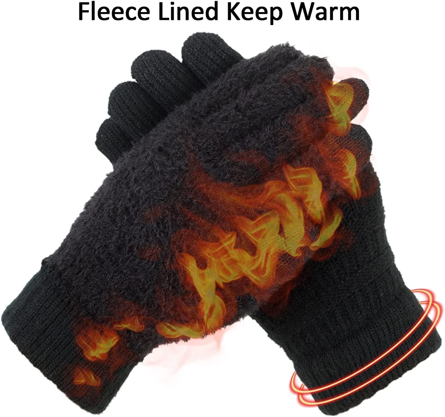 Womens Winter Touchscreen Gloves Cable Knit Warm Lined 3 Fingers Dual-Layer Touch Screen Texting Mitten Glove for Women Apparel & Accessories > Clothing Accessories > Gloves & Mittens ViGrace