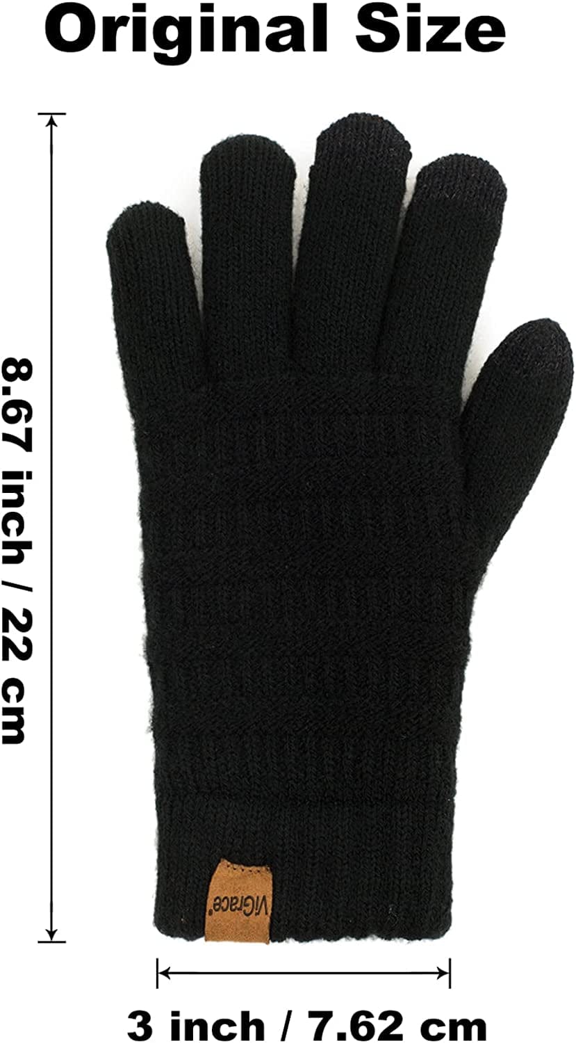 Womens Winter Touchscreen Gloves Cable Knit Warm Lined 3 Fingers Dual-Layer Touch Screen Texting Mitten Glove for Women Apparel & Accessories > Clothing Accessories > Gloves & Mittens ViGrace