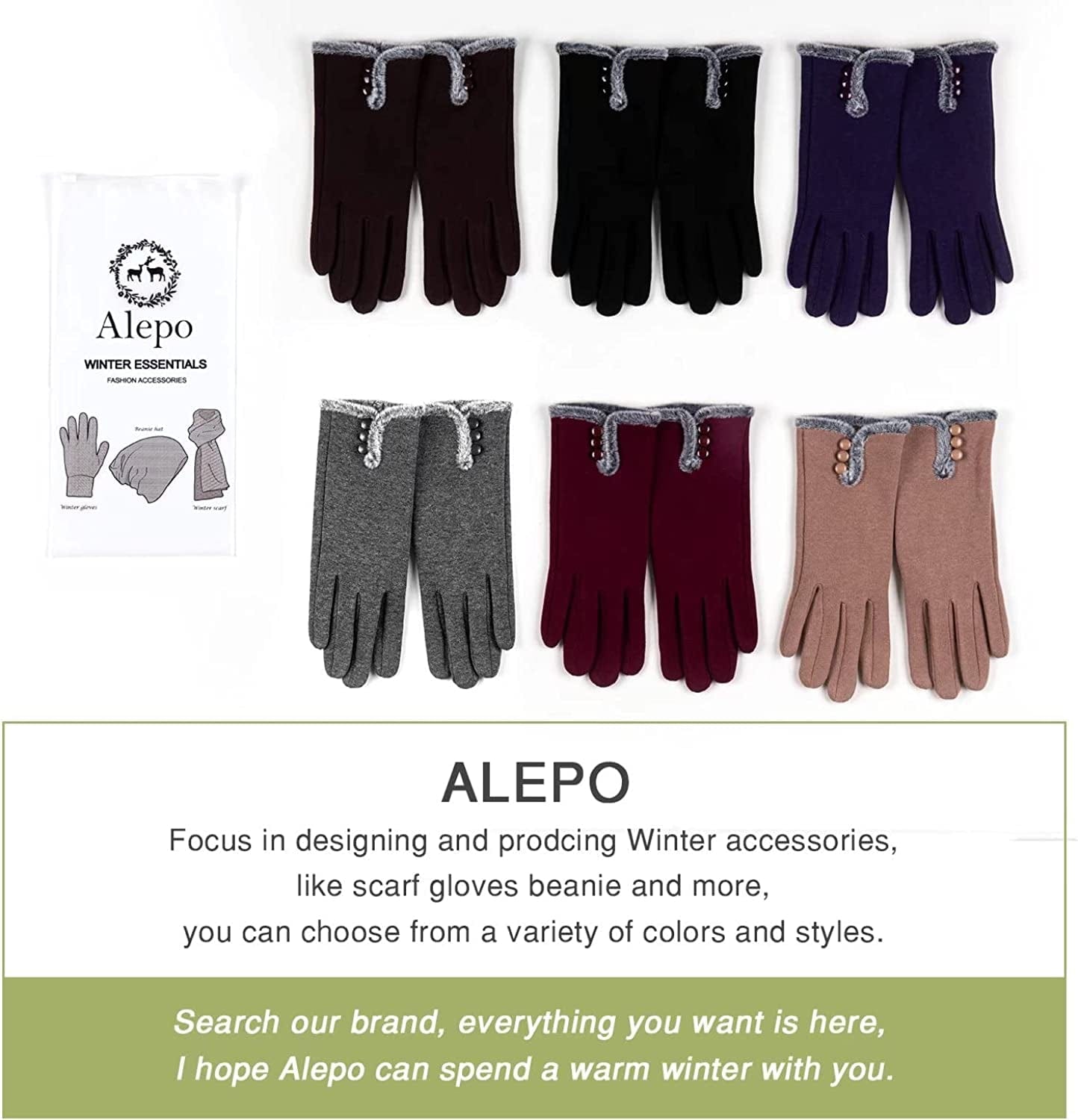 Womens Winter Warm Gloves with Sensitive Touch Screen Texting Fingers, Fleece Lined Windproof Gloves Apparel & Accessories > Clothing Accessories > Gloves & Mittens Alepo