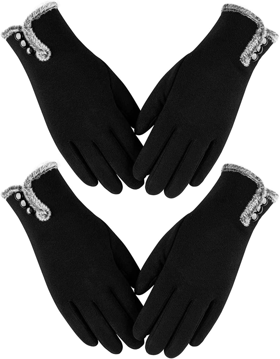 Womens Winter Warm Gloves with Sensitive Touch Screen Texting Fingers, Fleece Lined Windproof Gloves Apparel & Accessories > Clothing Accessories > Gloves & Mittens Alepo Black Black Large