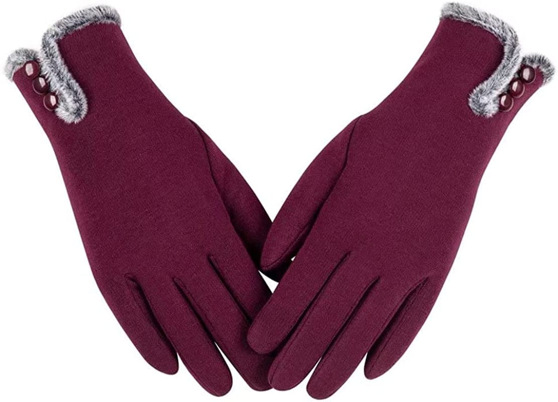 Womens Winter Warm Gloves with Sensitive Touch Screen Texting Fingers, Fleece Lined Windproof Gloves Apparel & Accessories > Clothing Accessories > Gloves & Mittens Alepo Burgundy Large
